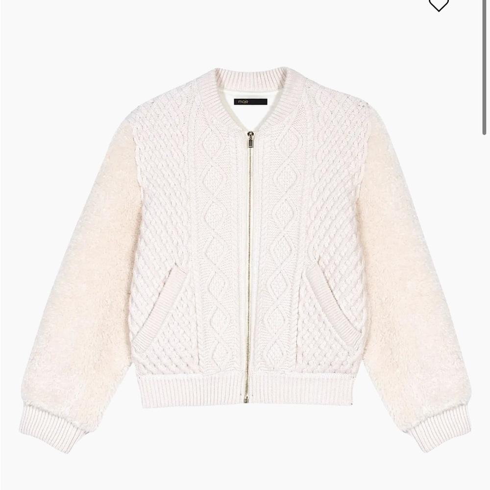 💕LAST CHANCE 💕 DONATING Maje Cream Textured Bomber Jacket